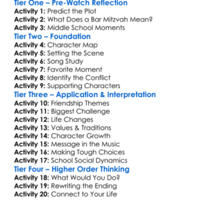 13 The Musical 2022 Worksheet Activity Booklet