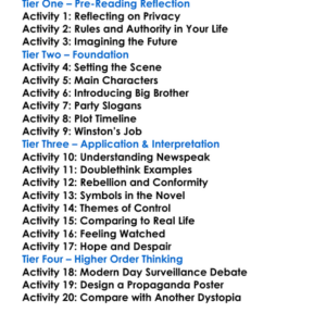 1984 George Orwell Worksheet Activity Booklet