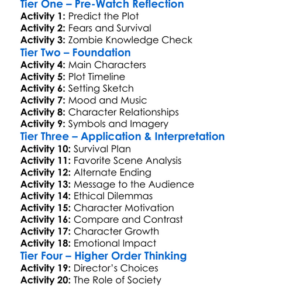 28 Days Later 2002 Worksheet Activity Booklet