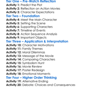 3 Days To Kill 2014 Worksheet Activity Booklet