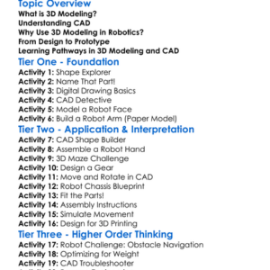3D Modeling And Cad For Robotics Worksheet Activity Booklet