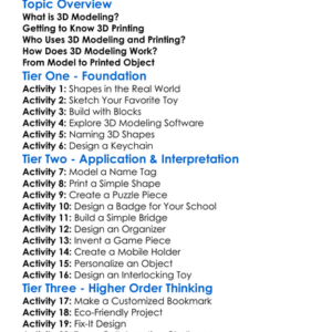 3D Modeling And Printing Worksheet Activity Booklet