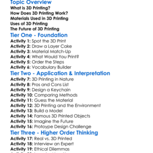3D Printing Worksheet Activity Booklet