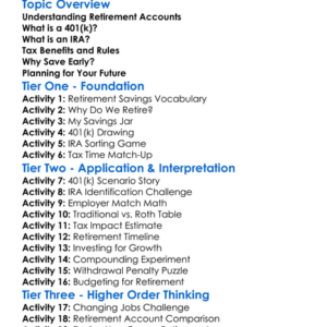 401K And Iras Worksheet Activity Booklet