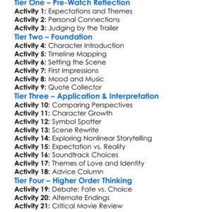 500 Days Of Summer 2009 Worksheet Activity Booklet