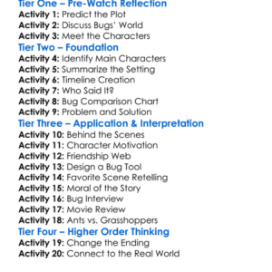 A Bugs Life 1998 Worksheet Activity Booklet