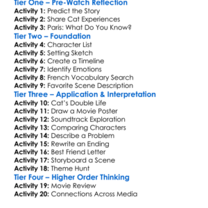 A Cat In Paris 2012 Worksheet Activity Booklet