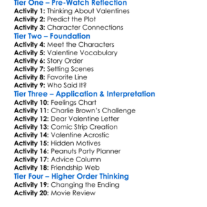 A Charlie Brown Valentine 2002 Worksheet Activity Booklet