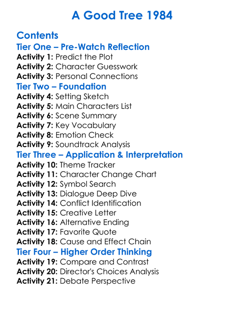 A Good Tree 1984 Worksheet Activity Booklet