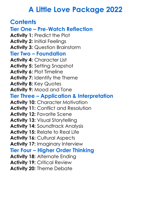 A Little Love Package 2022 Worksheet Activity Booklet