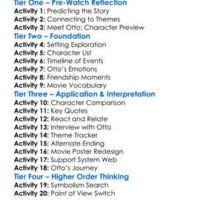 A Man Called Otto 2022 Worksheet Activity Booklet