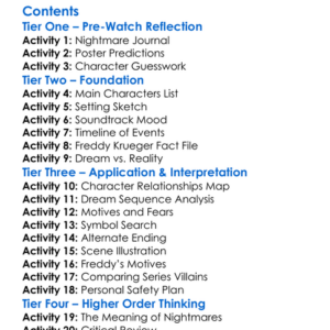 A Nightmare On Elm Street The Dream Child 1989 Worksheet Activity Booklet