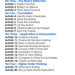 A Quiet Place Day One 2024 Worksheet Activity Booklet