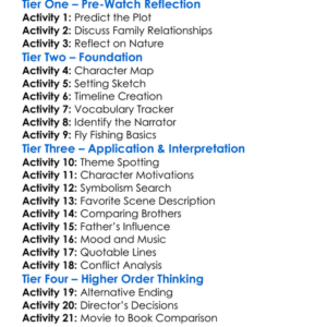 A River Runs Through It 1992 Worksheet Activity Booklet