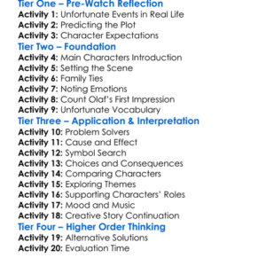 A Series Of Unfortunate Events Film Worksheet Activity Booklet