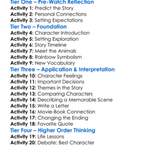A Shine Of Rainbows 2009 Worksheet Activity Booklet