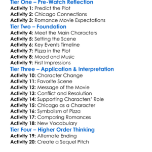 A Slice Of Chicago Romance 2022 Worksheet Activity Booklet
