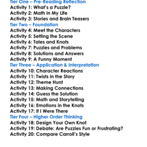 A Tangled Tale Lewis Carroll Worksheet Activity Booklet