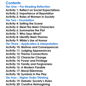 A Woman Of No Importance Oscar Wilde Worksheet Activity Booklet