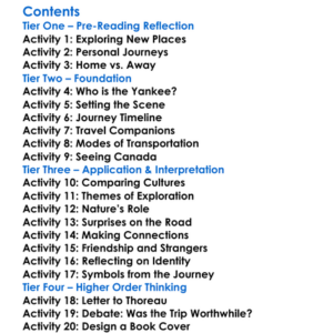 A Yankee In Canada Henry David Thoreau Worksheet Activity Booklet