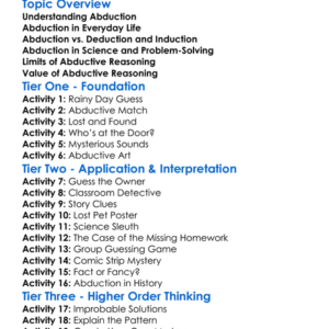 Abduction Worksheet Activity Booklet