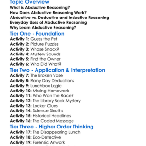 Abductive Reasoning Worksheet Activity Booklet