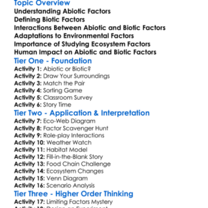 Abiotic And Biotic Factors Worksheet Activity Booklet