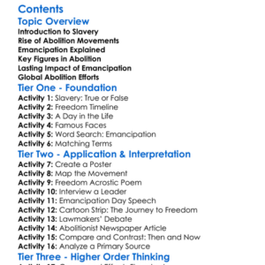 Abolition Of Slavery And Emancipation Movements Worksheet Activity Booklet