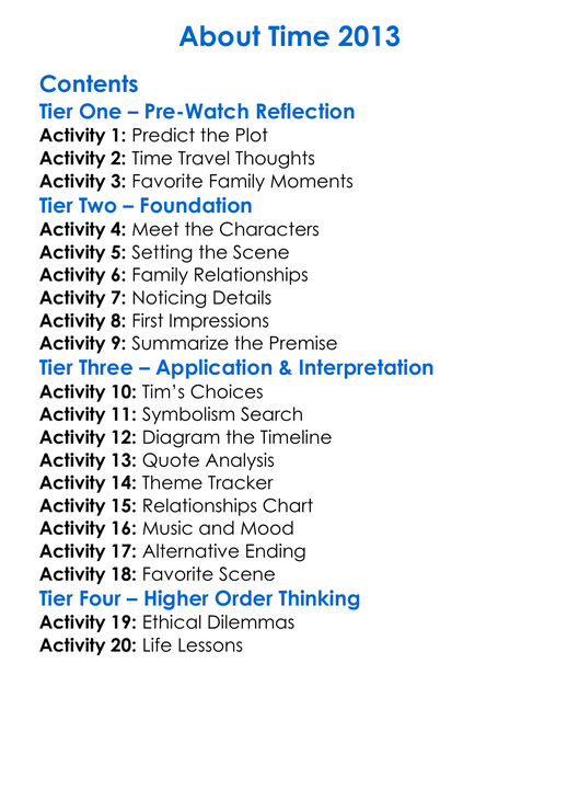 About Time 2013 Worksheet Activity Booklet
