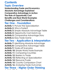 Absolute And Comparative Advantage Worksheet Activity Booklet