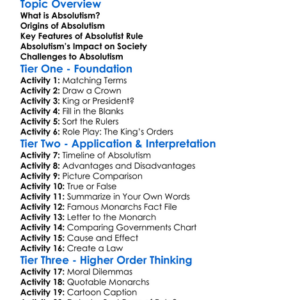 Absolutism Worksheet Activity Booklet