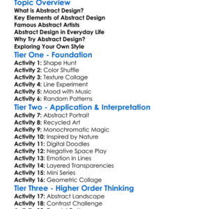 Abstract Design Techniques Worksheet Activity Booklet