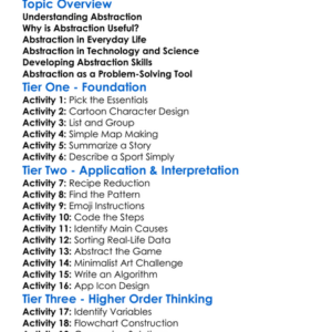Abstraction In Problem Solving Worksheet Activity Booklet
