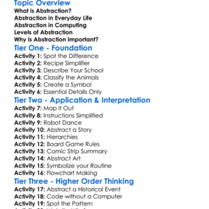Abstraction Worksheet Activity Booklet