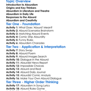 Absurdism Worksheet Activity Booklet