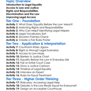 Access And Equality Before The Law Worksheet Activity Booklet