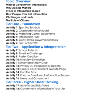 Access To Government Information Worksheet Activity Booklet