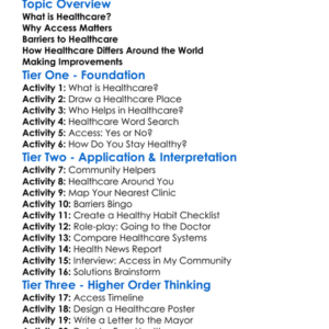 Access To Healthcare Worksheet Activity Booklet