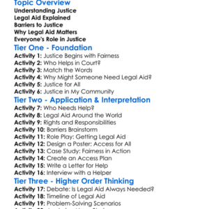 Access To Justice And Legal Aid Worksheet Activity Booklet