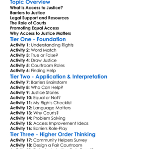 Access To Justice Worksheet Activity Booklet