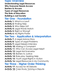 Access To Legal Resources Worksheet Activity Booklet