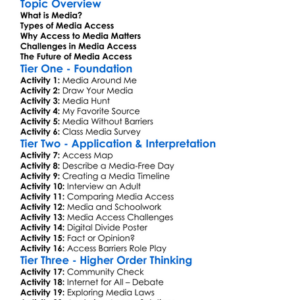 Access To Media Worksheet Activity Booklet