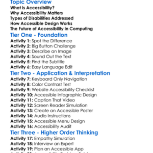 Accessibility In Computing Worksheet Activity Booklet