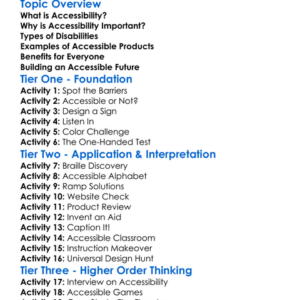 Accessibility In Products Worksheet Activity Booklet