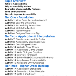 Accessibility In Technology Worksheet Activity Booklet