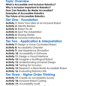 Accessible And Inclusive Robotics Worksheet Activity Booklet