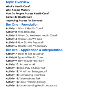 Accessing Health Care Worksheet Activity Booklet