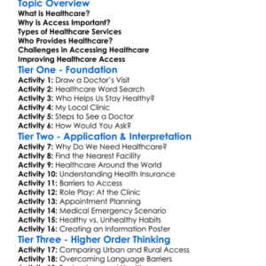 Accessing Healthcare Worksheet Activity Booklet