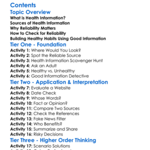 Accessing Reliable Health Information Worksheet Activity Booklet
