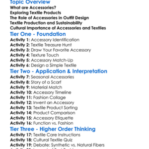 Accessories And Textile Products Worksheet Activity Booklet